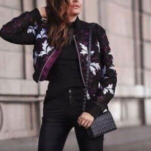 Self-Portrait Black and Purple Floral Jacket